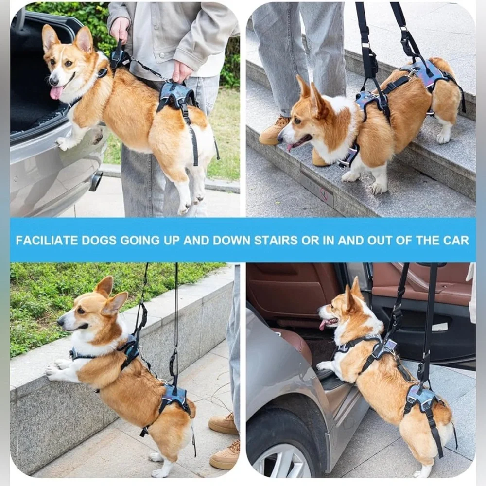 Dog Lift Harness, Dog Lift Sling Carrier with Handle & Shoulder Sling, Support